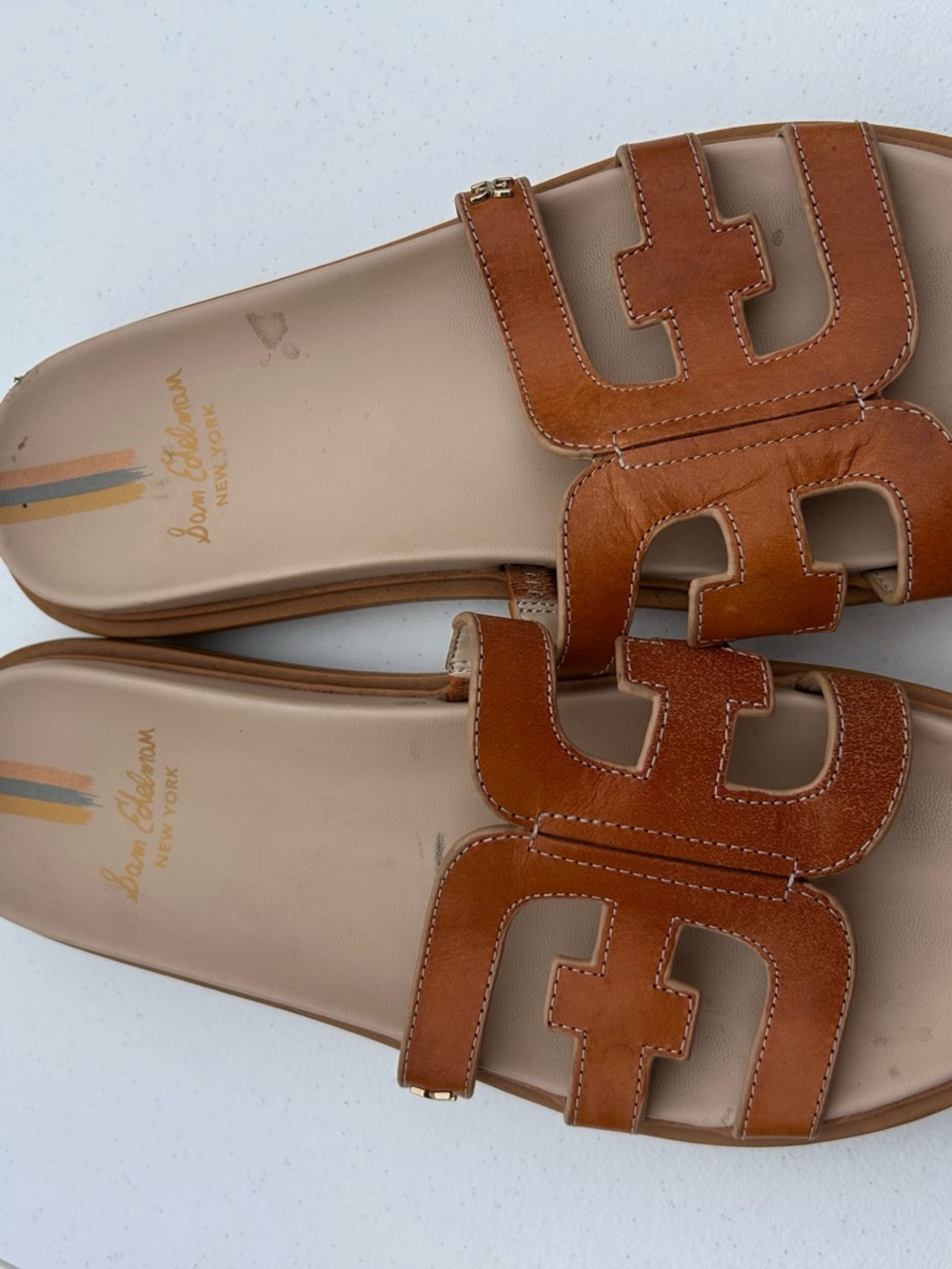 Sam Edelman Tan Leather Slide Sandals